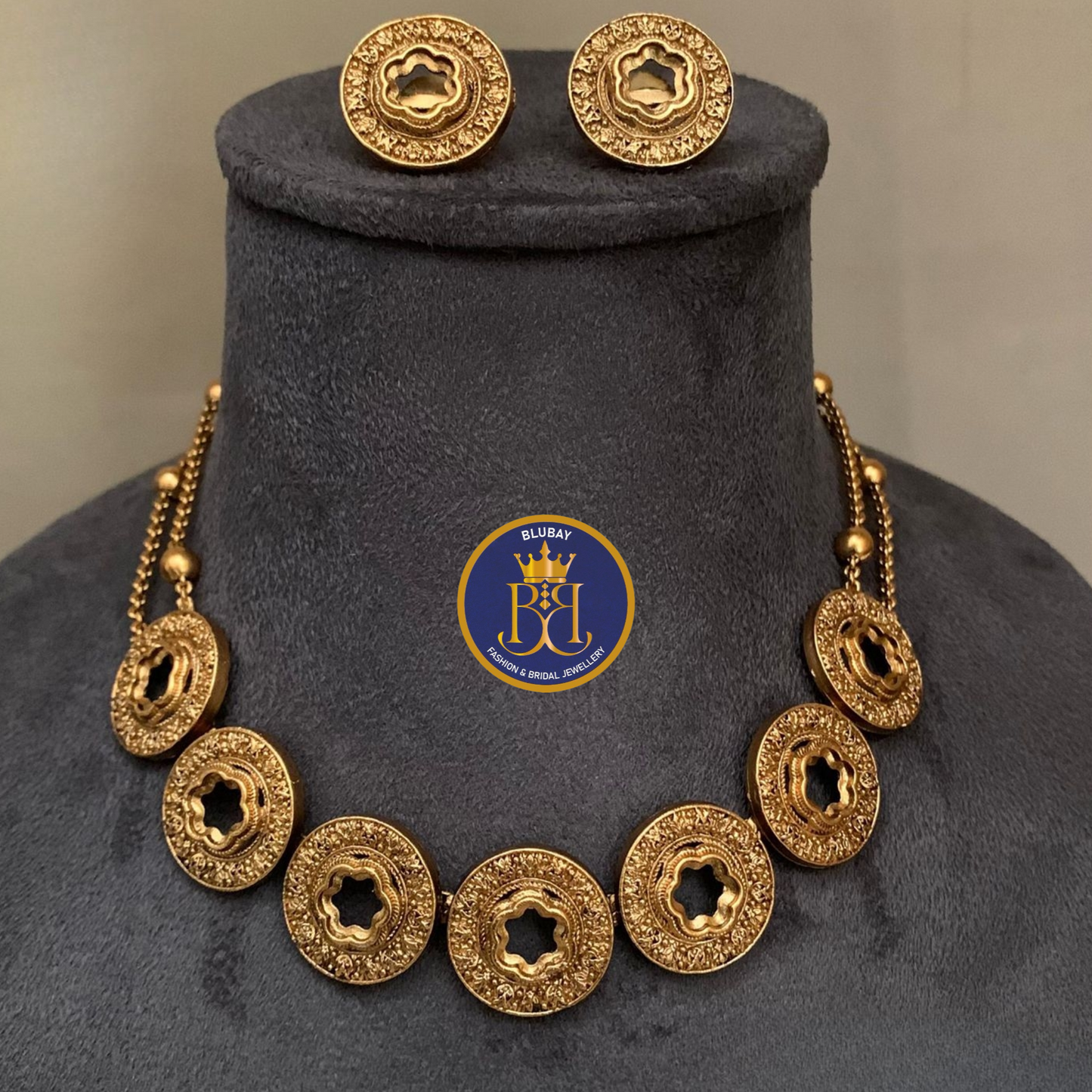 Stars and Coins antique gold chain choker Necklace set