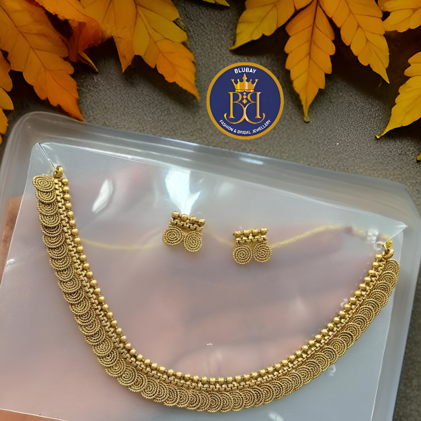 Premium fancy Golden spirals Kasu coin Necklace set