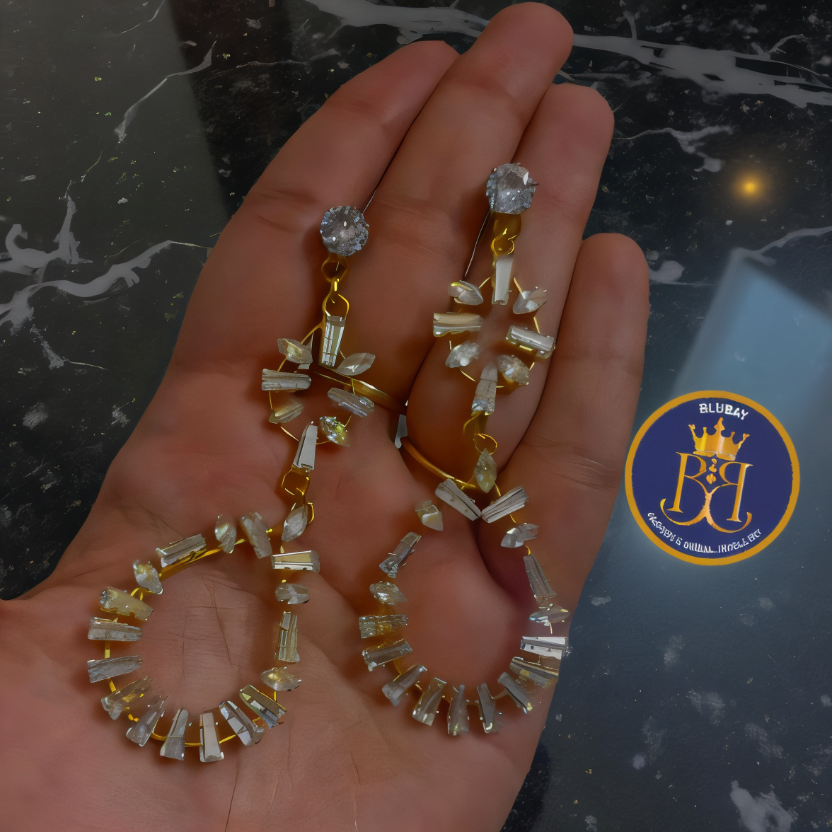 Crystal layered AD white earrings