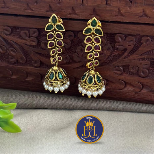 The long leafy pearly bell Jhumkas