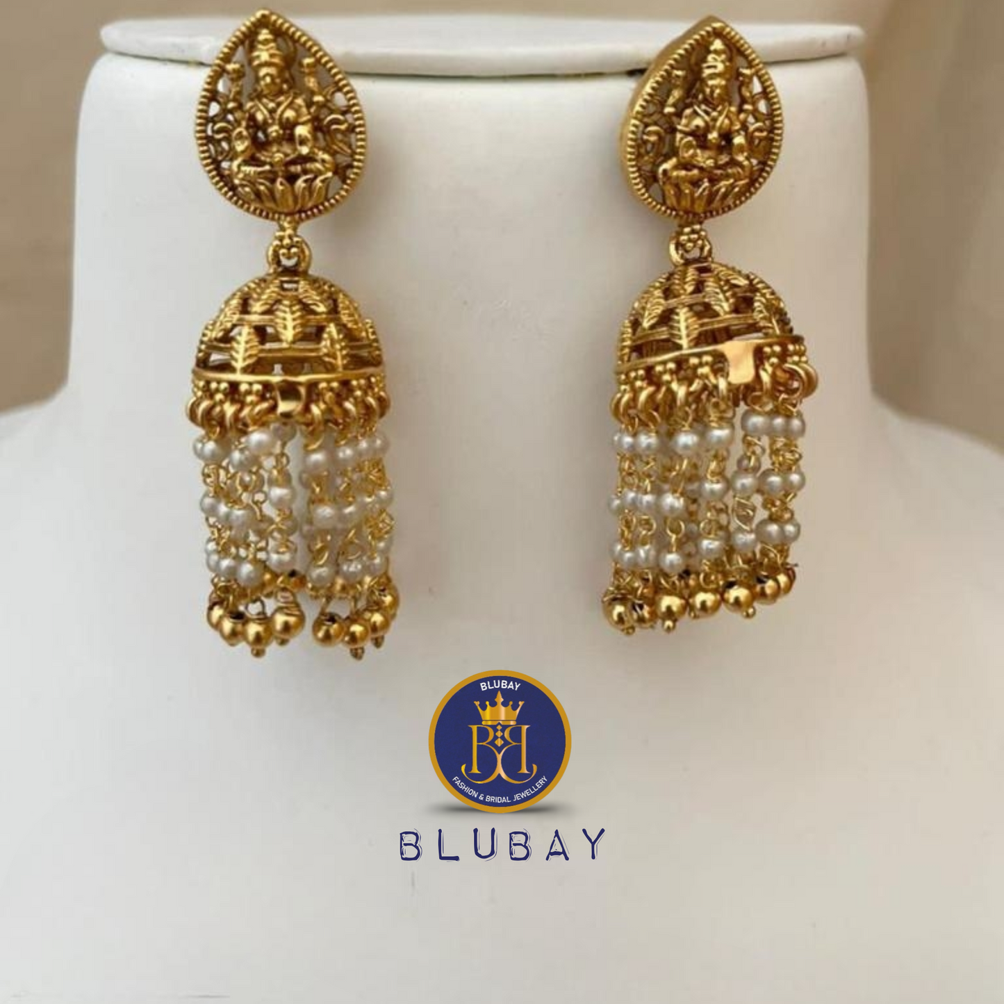 Devi pearl tasseled hangings gold plated Jhumkas