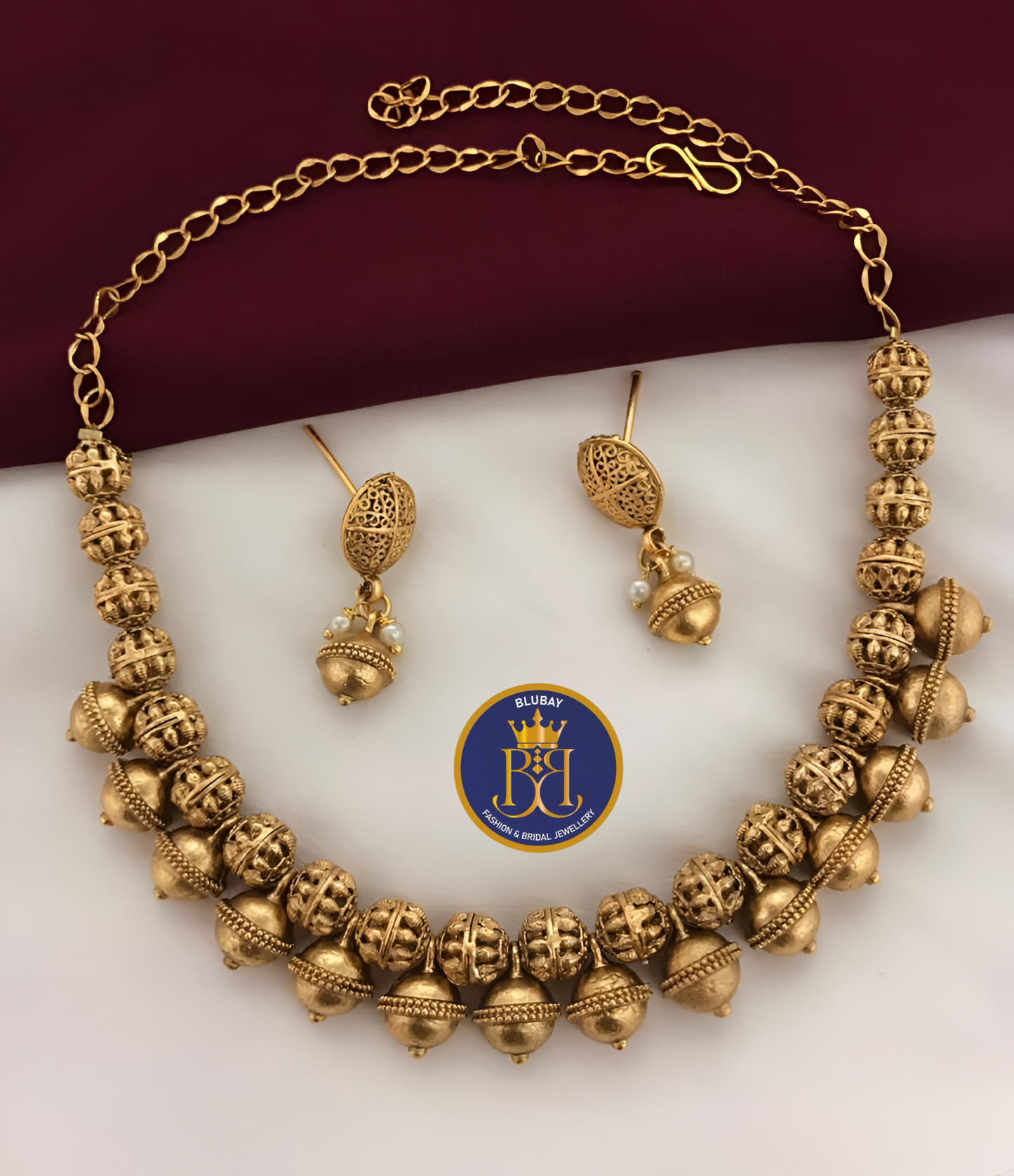 Golden antique bead ball traditional Necklace set