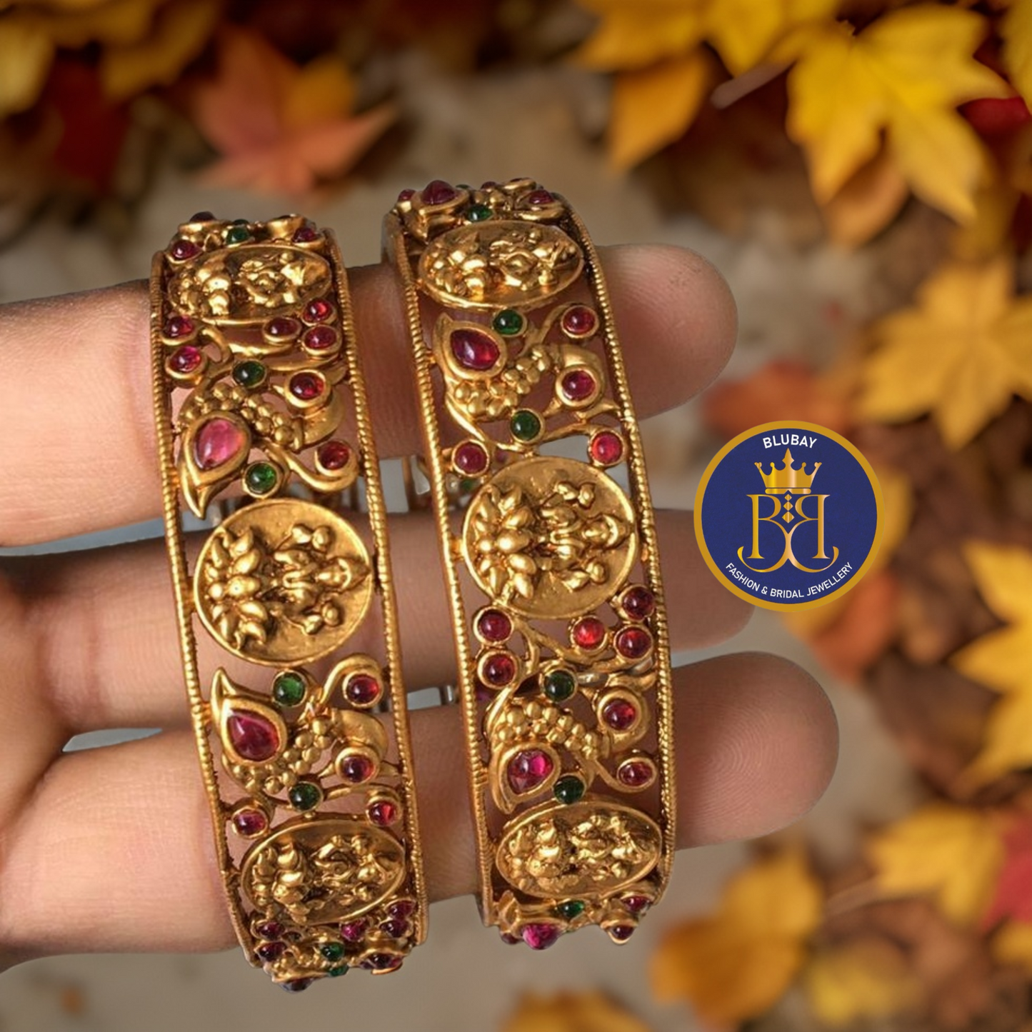 Coin temple Lakshmi premium bridal bangles set