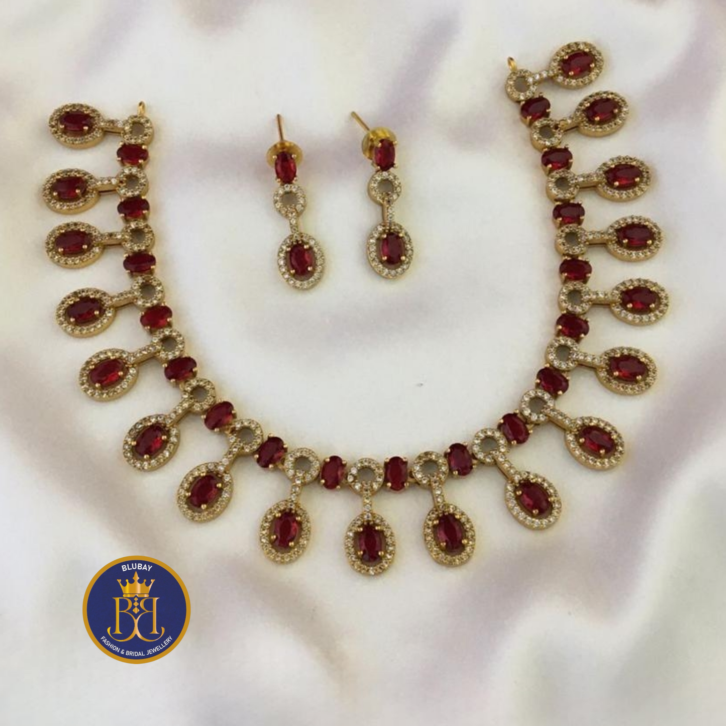 Red Ruby Regal designer AD Necklace set