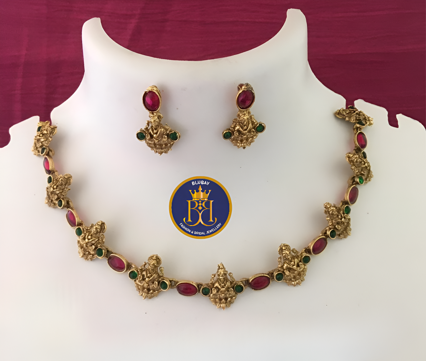 Devi red stone simple Necklace set