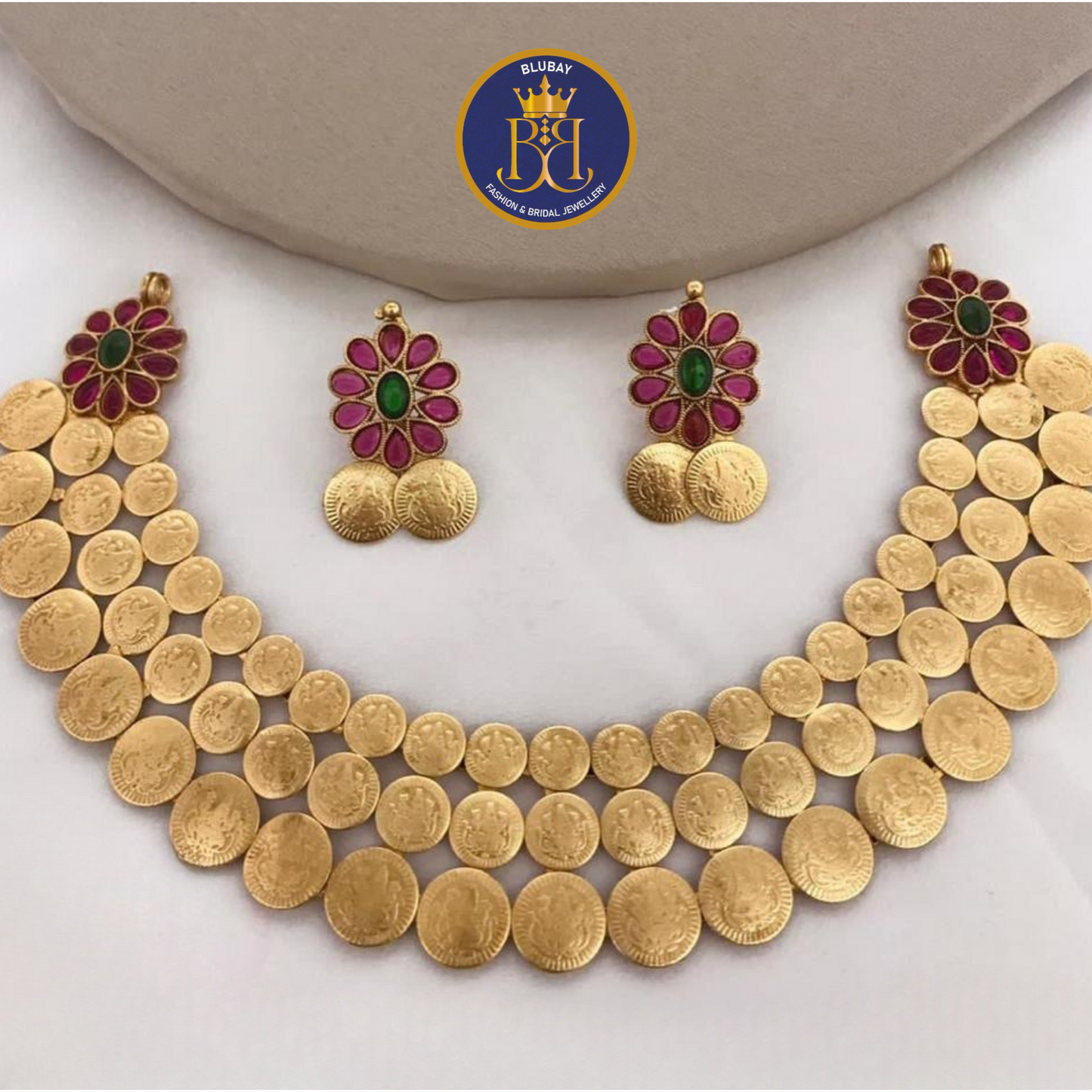 Premium stacked coin Floral Kasumala coin Necklace set