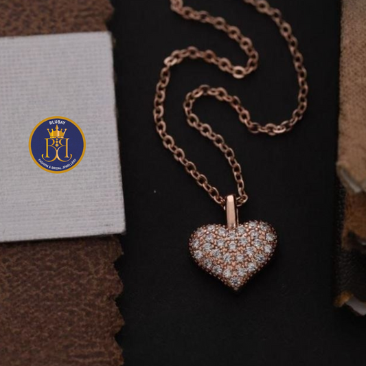 Rose gold delicate mini diamond heart pendant Chain