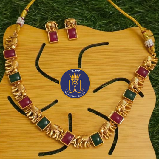 Gold look alike Elephant designer Necklace set
