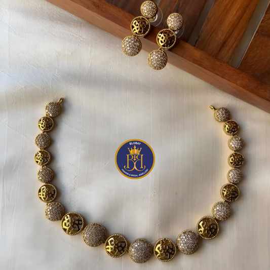 Premium Sabyasachi Circles of Life Mughal designer golden AD Necklace set