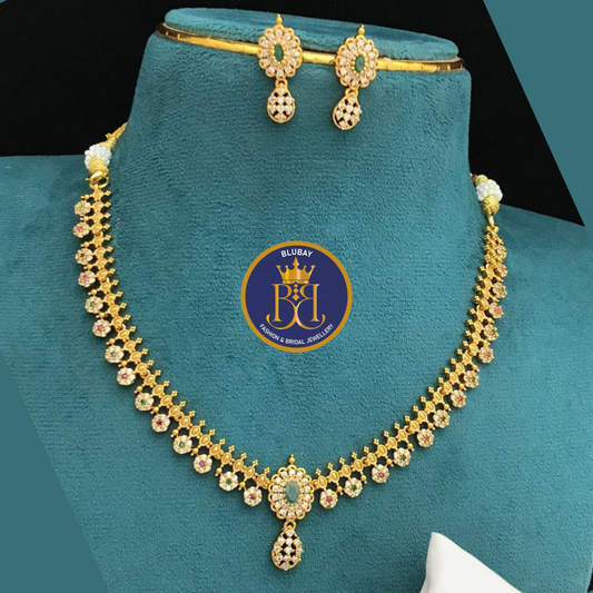 Parampara premium gold and AD netted Necklace set