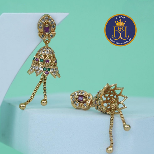 Bella dancing doll AD studded premium tasseled jhumki earrings