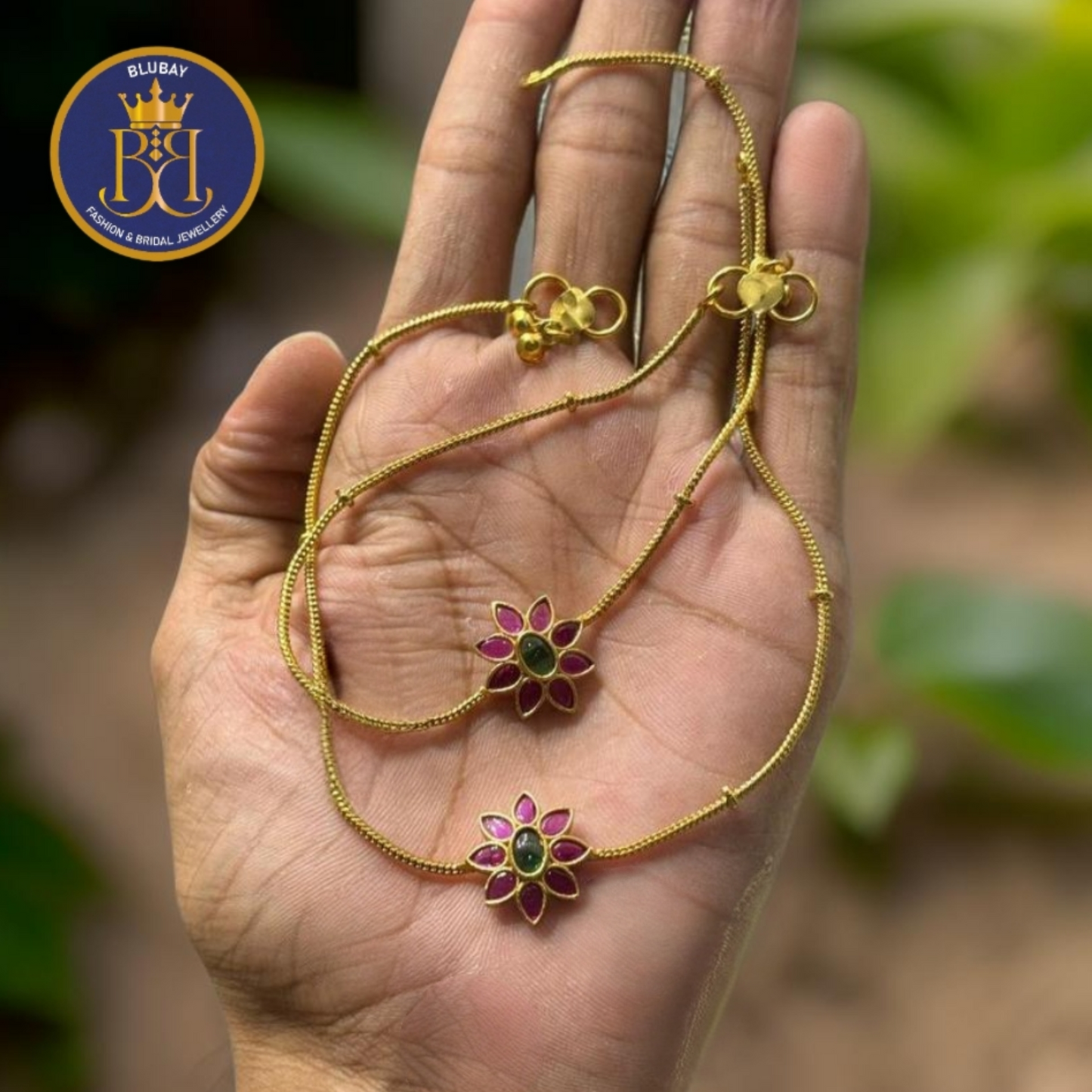 Floral statement jadau kundan microplated golden Anklets