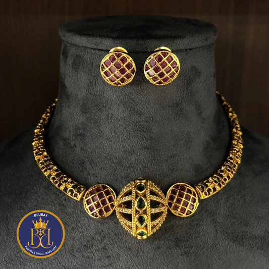 Criss cross Gola designer golden AD premium Hasli Choker set