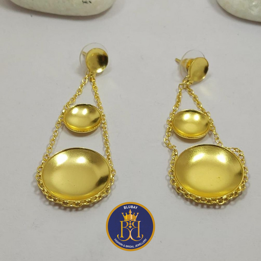Golden weighing balance designer earrings