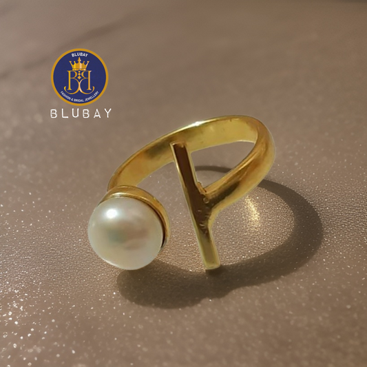 Single MOP stick and pearl modern adjustable Ring