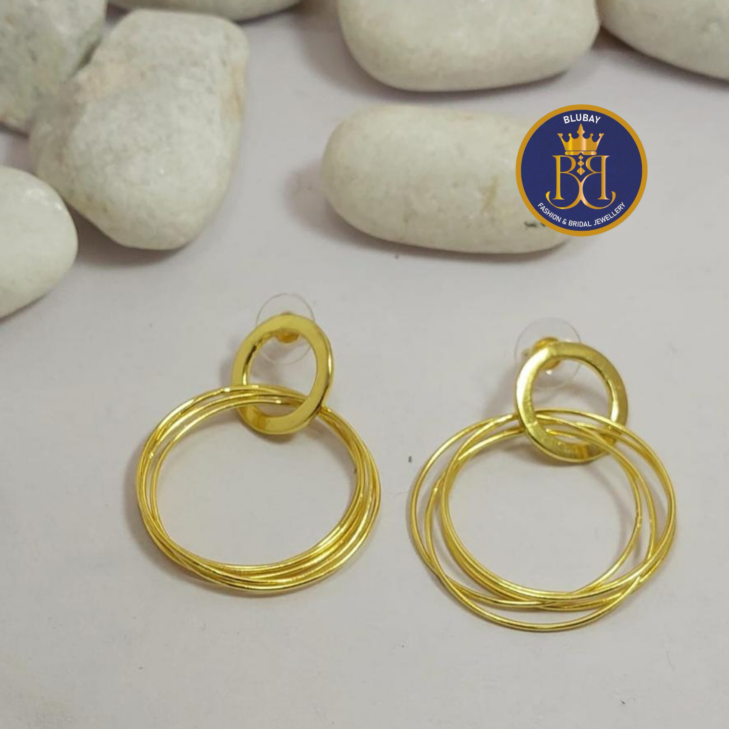 Bunch of Hoops gold tone designer Hoop earrings