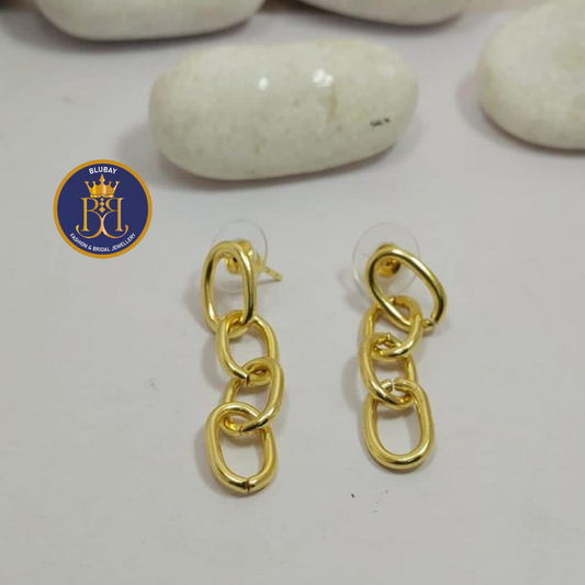 Linked golden chain designer drop earrings