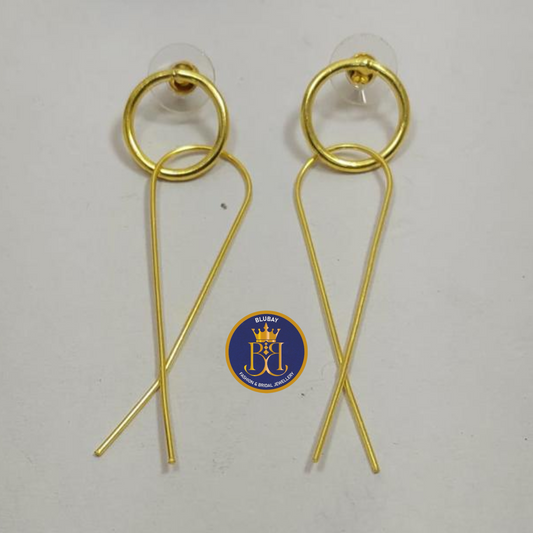 Crossed gold polish designer lightweight earrings